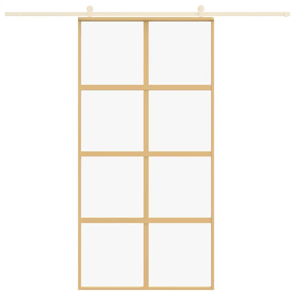 Porta Scorrevole Oro 102,5x205 Vetro Trasparente ESG Alluminio 155186