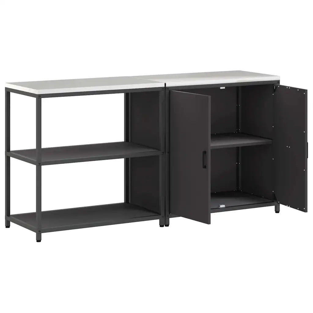 vidaXL Set di Stoccaggio per Cucina 2 pcs Nero 180 x 50 x 92 cm
