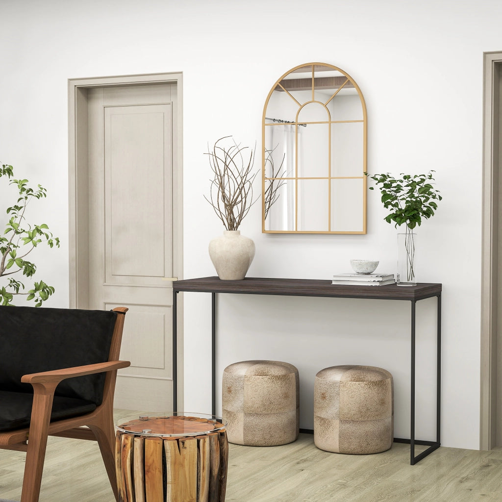 Specchio da Parete ad Arco Moderno ¨C zephmum ¨C Vetro e Metallo Oro 91x60 cm