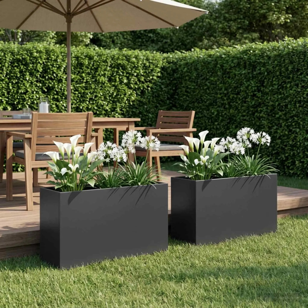 Vaso da giardino 2 pz Nero 80 x 30 x 40 cm 8005583