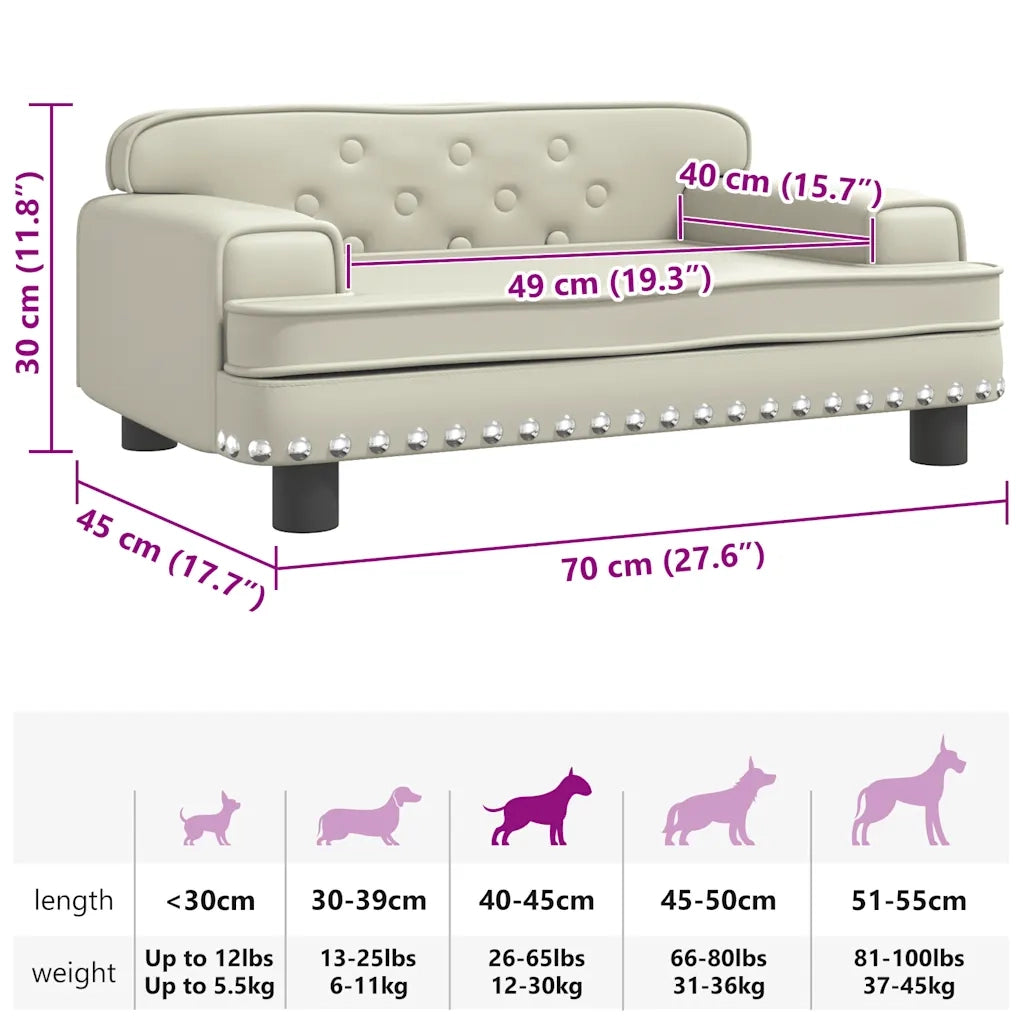 Lettino per Cani Crema 70x45x30 cm in Similpelle 171890