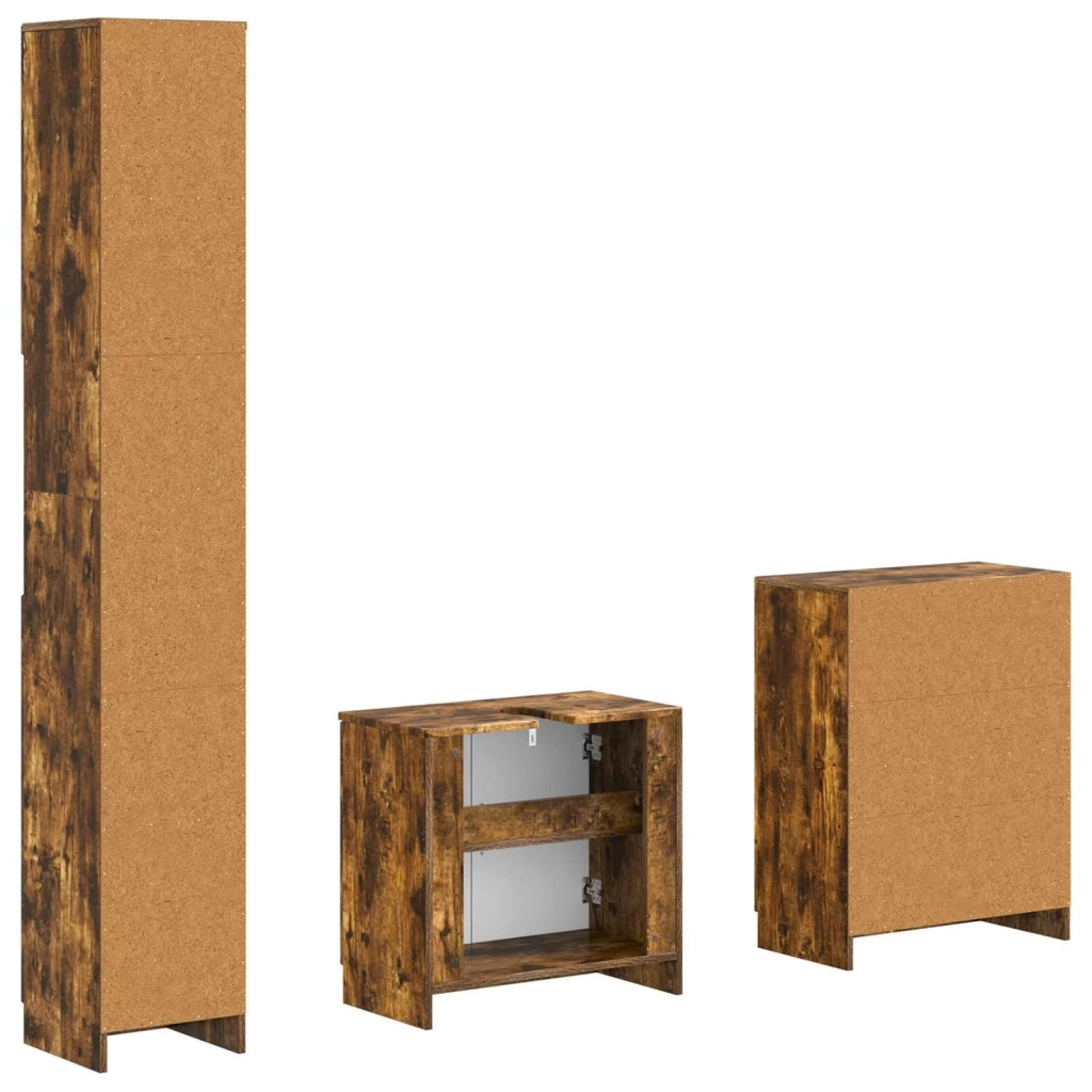 Set di armadietti da bagno in 3 pezzi UTRECHT Rovere Fumo 3417491