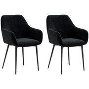 SET 2 SEDIE PER SALA DA PRANZO MODERNE CON BRACCIOLI, SEDUTA IMBOTTITA E GAMBE IN ACCIAIO, 54X57X80CM, NERO