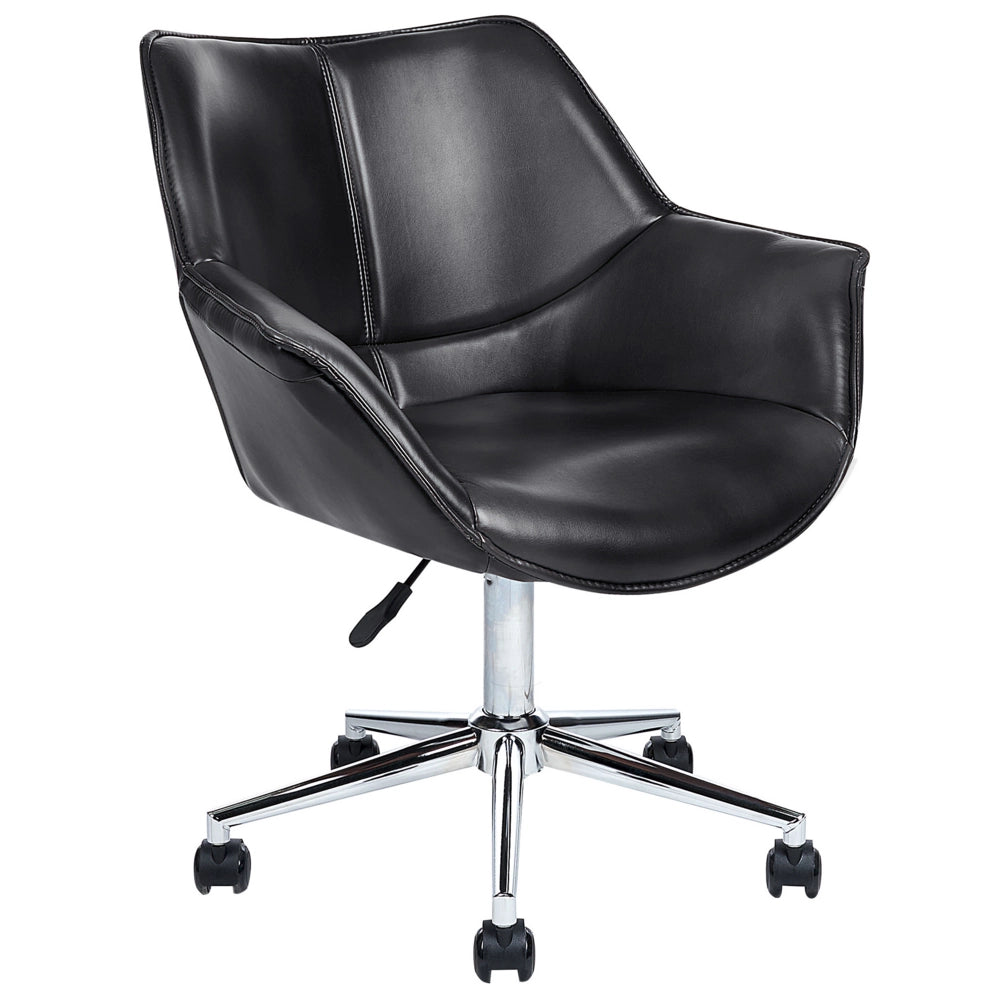 Sedia da ufficio in ecopelle nero girevole altezza regolabile stile moderno home office