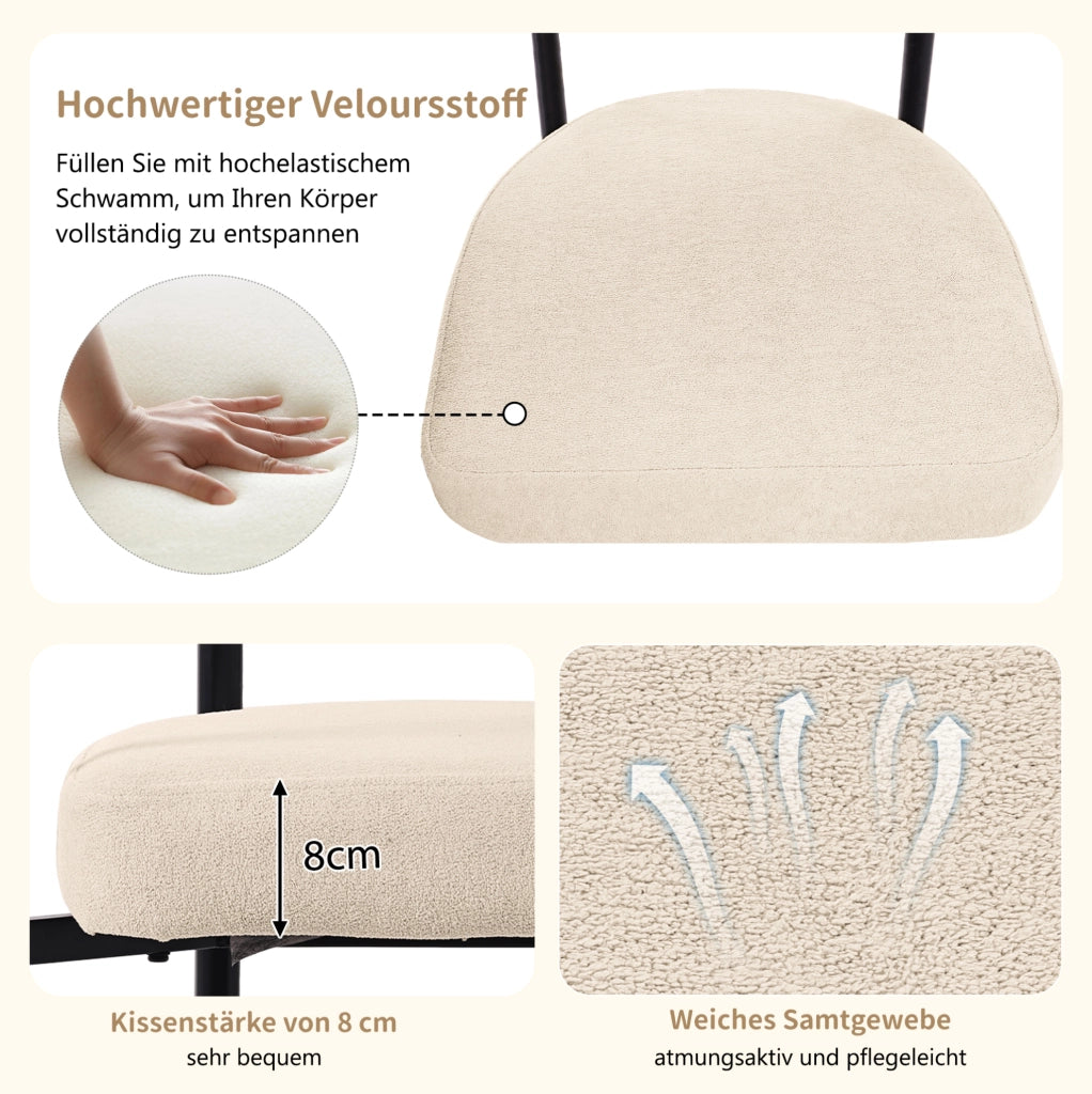 Poltroncina da pranzo beige con struttura in ferro