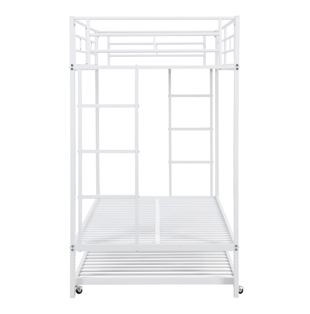 Letto a castello 90x200 cm in metallo con letto estraibile; bianco