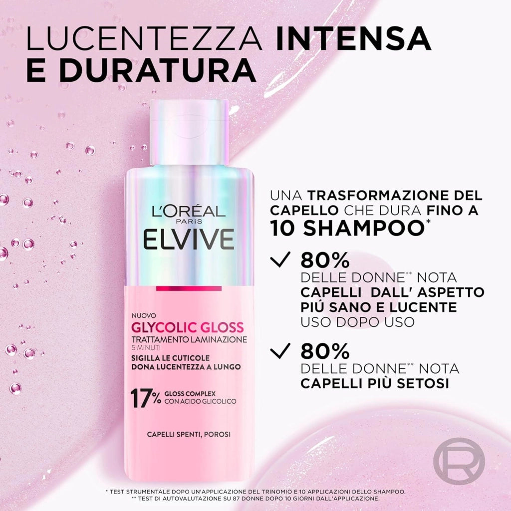 L'ORÉAL PARIS ELVIVE TRATTAMENTO LAMINAZIONE 5 MIN PER CAPELLI SPENTI E POROSI CON ACIDO GLICOLICO GLYCOLIC GLOSS 200 ML