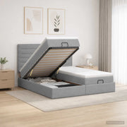 Letto ottomano con materasso 2 pz Grigio Chiaro Tessuto 3457841