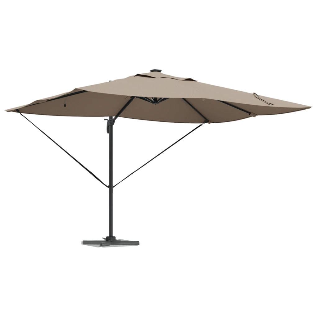 Ombrellone Roma a Sbalzo con LED Tortora 352x251x265 cm Alluminio