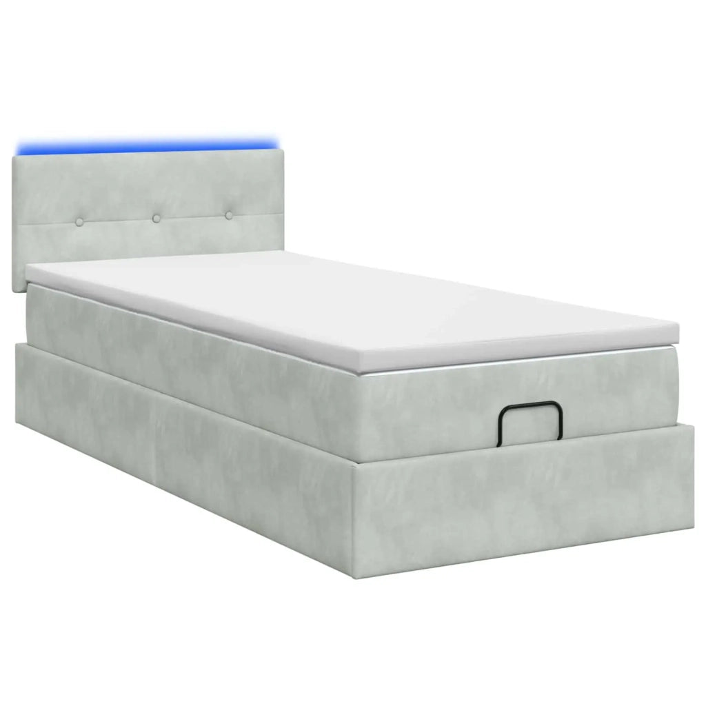 Letto Ottomano con Materasso e LED Grigio Chiaro 80 x 200 cm 3457101