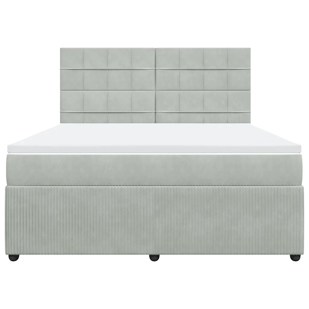 Giroletto a Molle con Materasso Grigio Chiaro 180x200cm Velluto