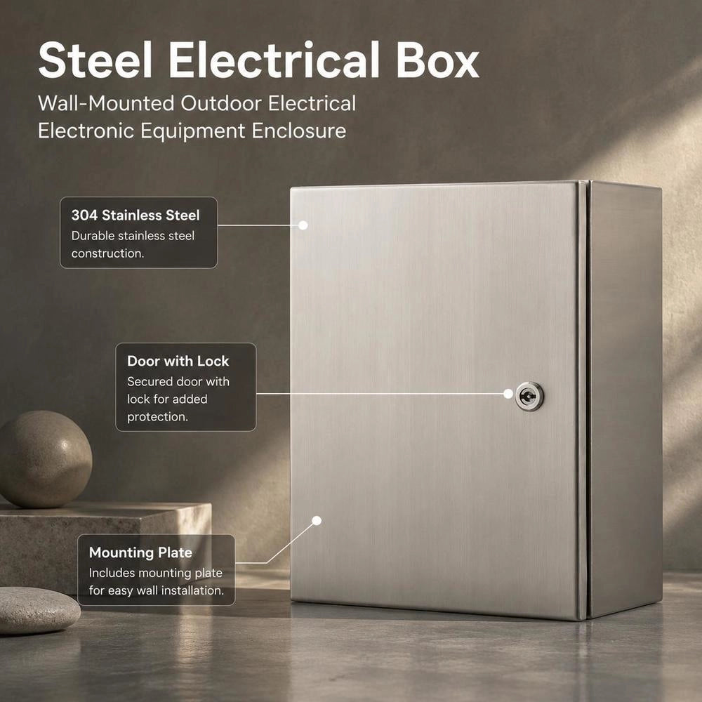 40x30x25 Cm Stainless Steel Electrical Enclosure IP66 Wall Mounting Box