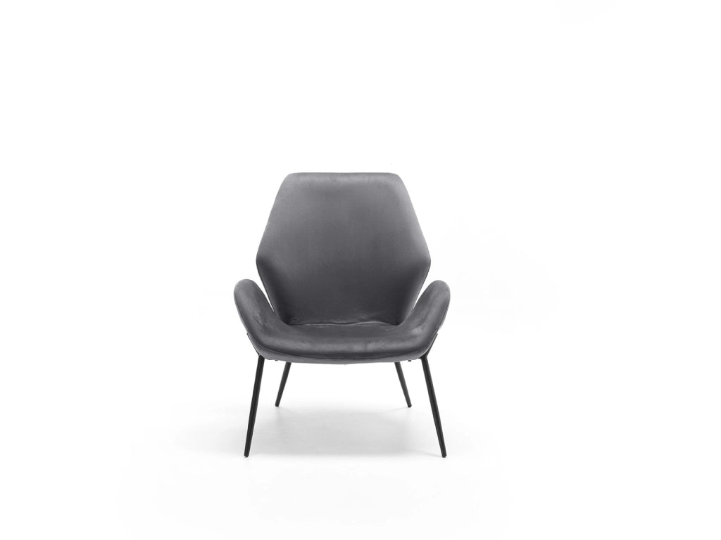 Poltrona Brandy di Design Contemporaneo - Seduta in Velluto Antracite e Struttura in Metallo Verniciato Nero - Comfort Avvolgente