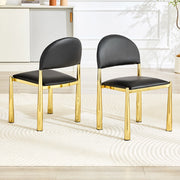 Sedia da pranzo in PU e metallo; schienale ergonomico; nero