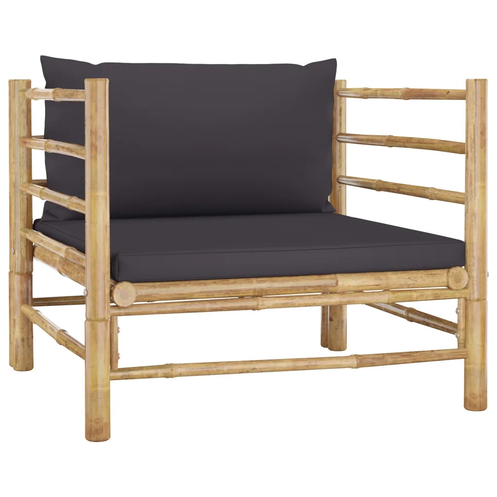 Set Divani da Giardino 7 pz con Cuscini Grigio Scuro in BambÃ¹ cod mxl 52975