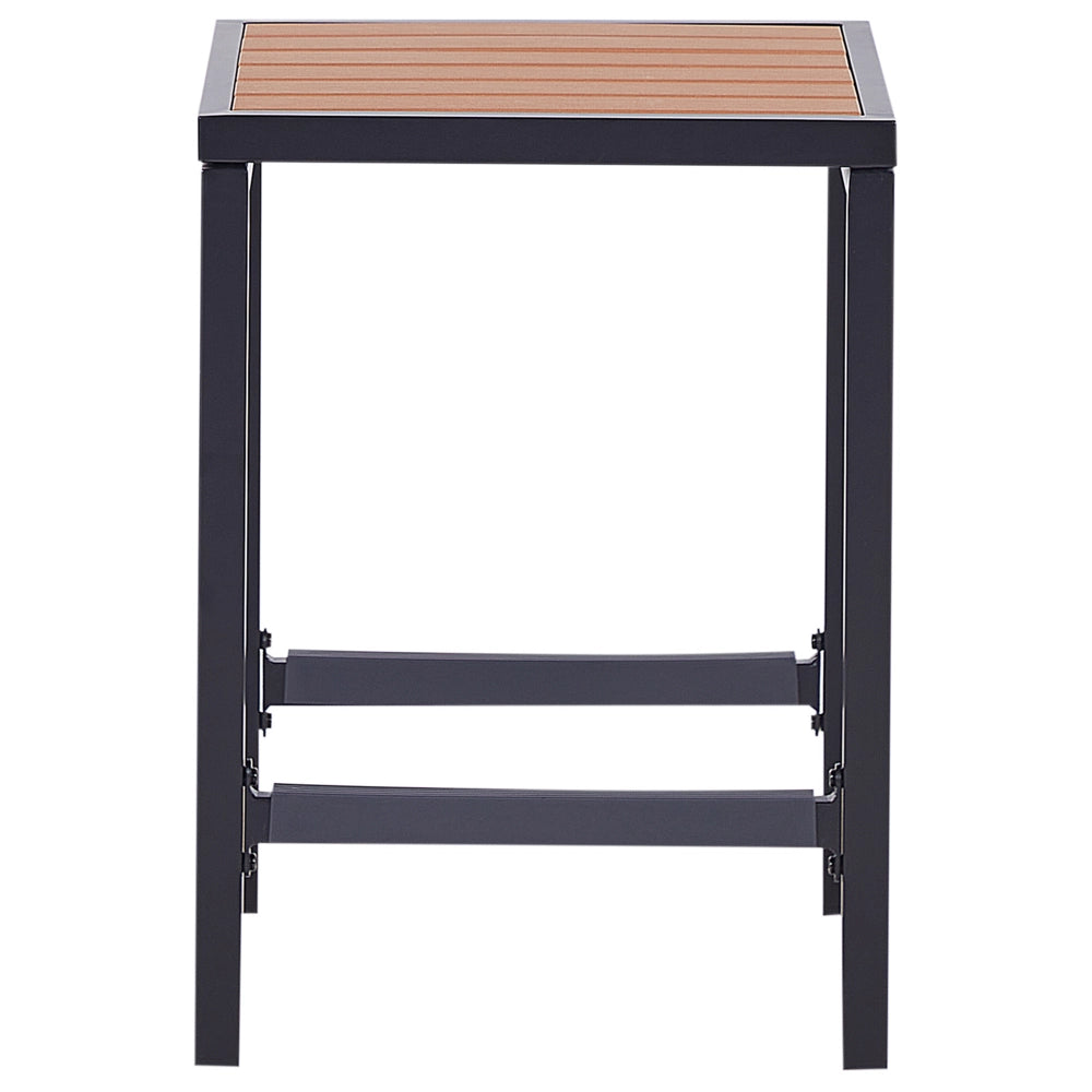 Sgabello da giardino per esterni Sedile per patio Base in acciaio e legno Nero stile elegante
