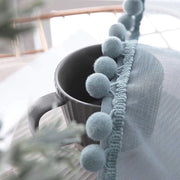 Gordino a voile trasparente con pomponi Gordino in voile a stantuffo trasparente per soggiorno e decorativo per camera da letto - set da 2