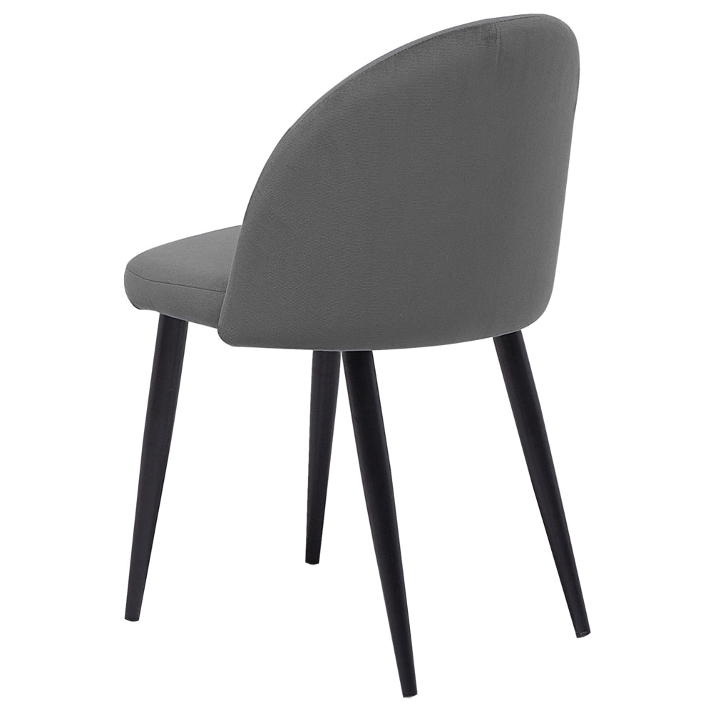 Set di 2 sedie da pranzo in tessuto di velluto grigio moderno design retrò gambe oblique nere
