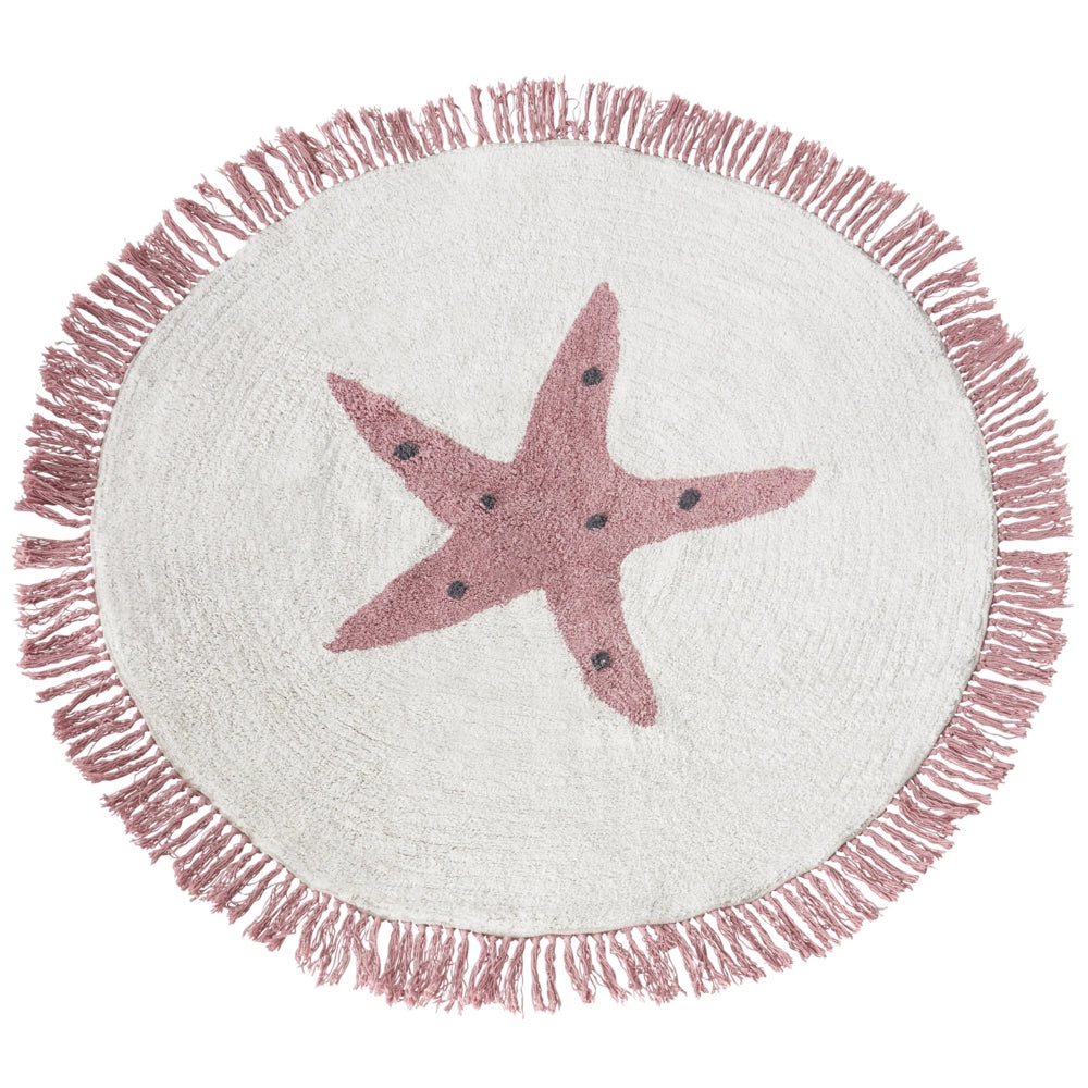 Tappeto per bambini con motivo a stelle bianco sporco in cotone ⌀ 120 cm cameretta elegante