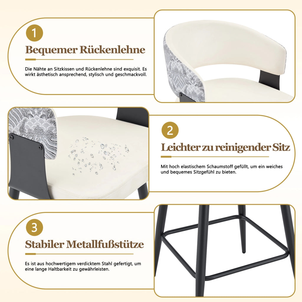 SGABELLO da bar con schienale, 94,5 cm, PU bianco, Set da 2 pezzi