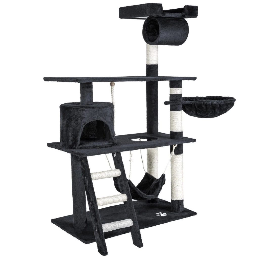 Tiragraffi albero per gatti cuccia per gatti giocattolo animale di peluche grigio scuro 141 cm 08_0000512