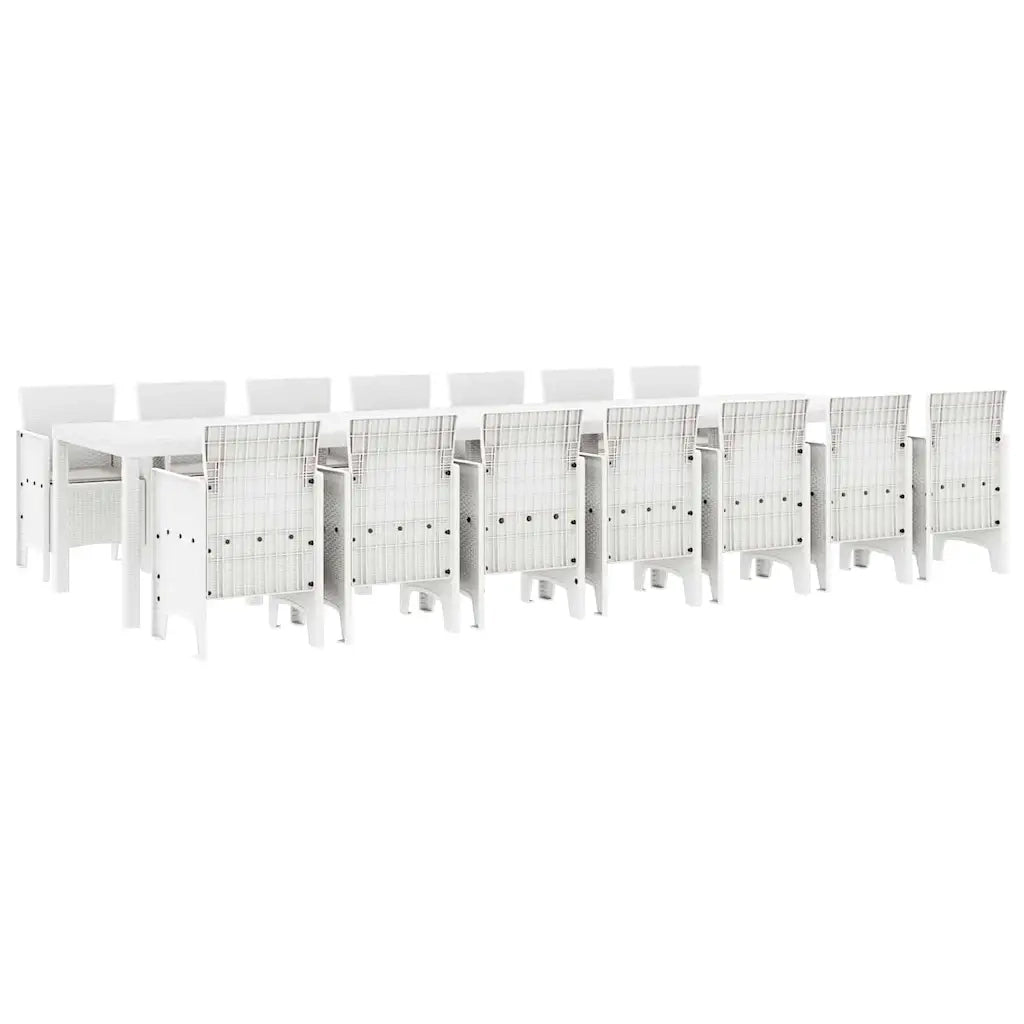 Set da pranzo da giardino con cuscini 15 pcs Bianco PP