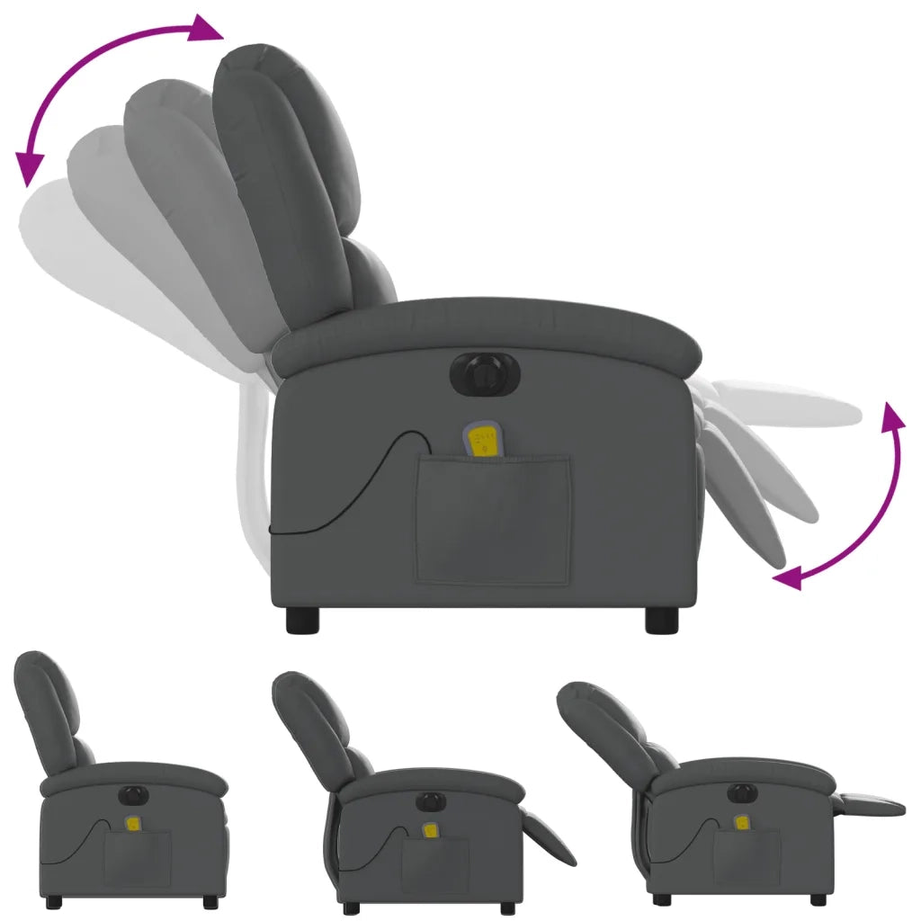 Poltrona Massaggiante Elettrica Reclinabile Grigio Similpelle 3204222