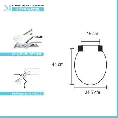 Copriwater serie Conca colore Bianco Ideal Standard legno rivestito e cerniere in acciaio