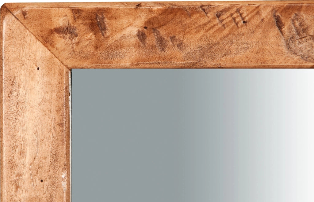 Biscottini Specchiera rettangolare da muro in legno massello di tiglio finitura naturale L37xPR3xH80 cm Made in Italy