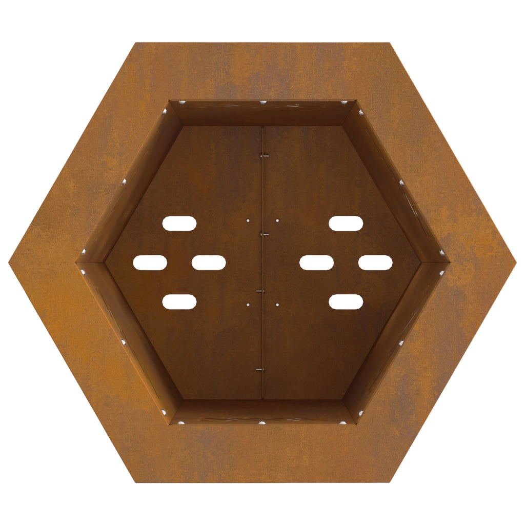 Braciere Senza Fumi Esagonale 38x38x51 cm Acciaio Invecchiato