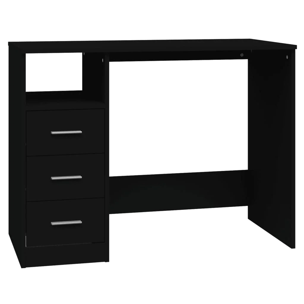 Scrivania tavolo postazione di lavoro scrivania per computer mobile da studio con cassetti 102 x 50 x 76 cm legno ingegnerizzato nero 02_0023473