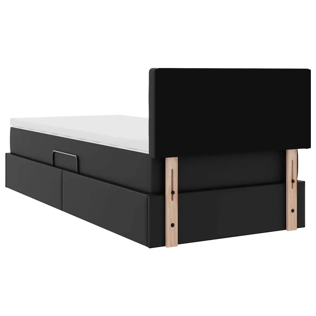 Letto con contenitore e materasso Nero 100 x 200 cm