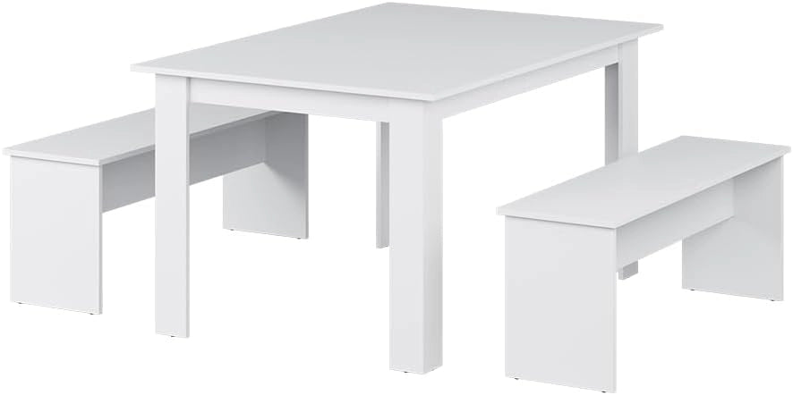 Set di panche ad angolo Sentio, Rovere bianco/dorato, 137.6 x 92.8 cm con 2 panche, per un utilizzo salvaspazio in sala da pranzo e cucina