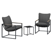Set Divano da Giardino 3 pz | Set Salotto da Giardino Nero e antracite Acciaio