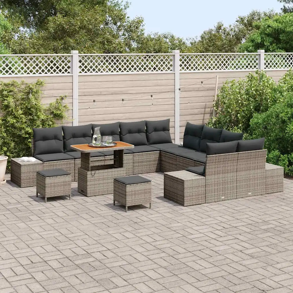 Set Divano da Giardino con cuscino 13 pcs Grigio polyrattan 3362848