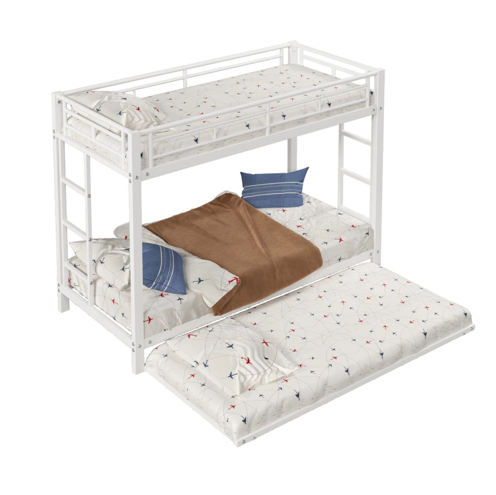 Letto a castello 90x200 cm; con letto estraibile; metallo; bianco