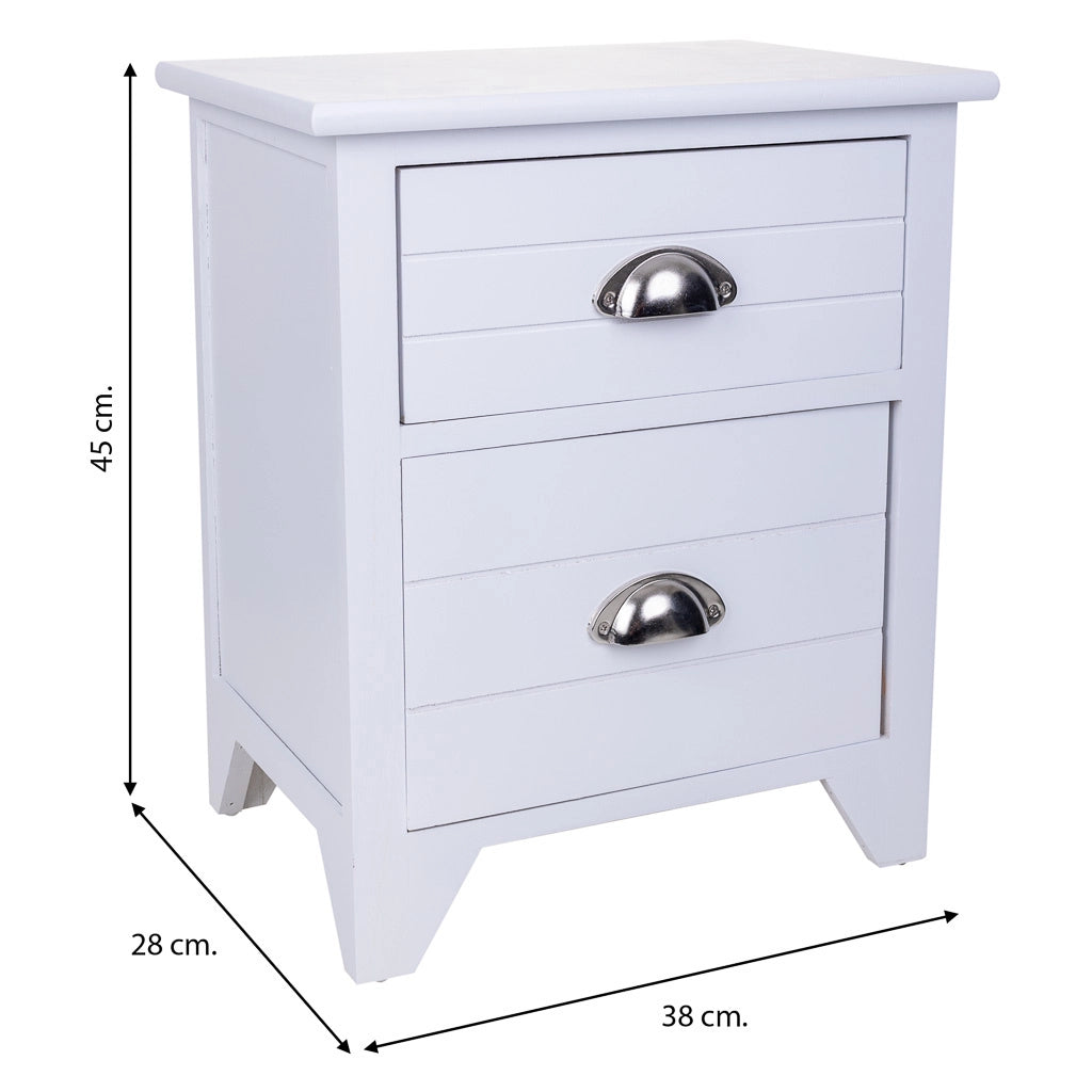 Comodino in legno bianco 38x28x45h