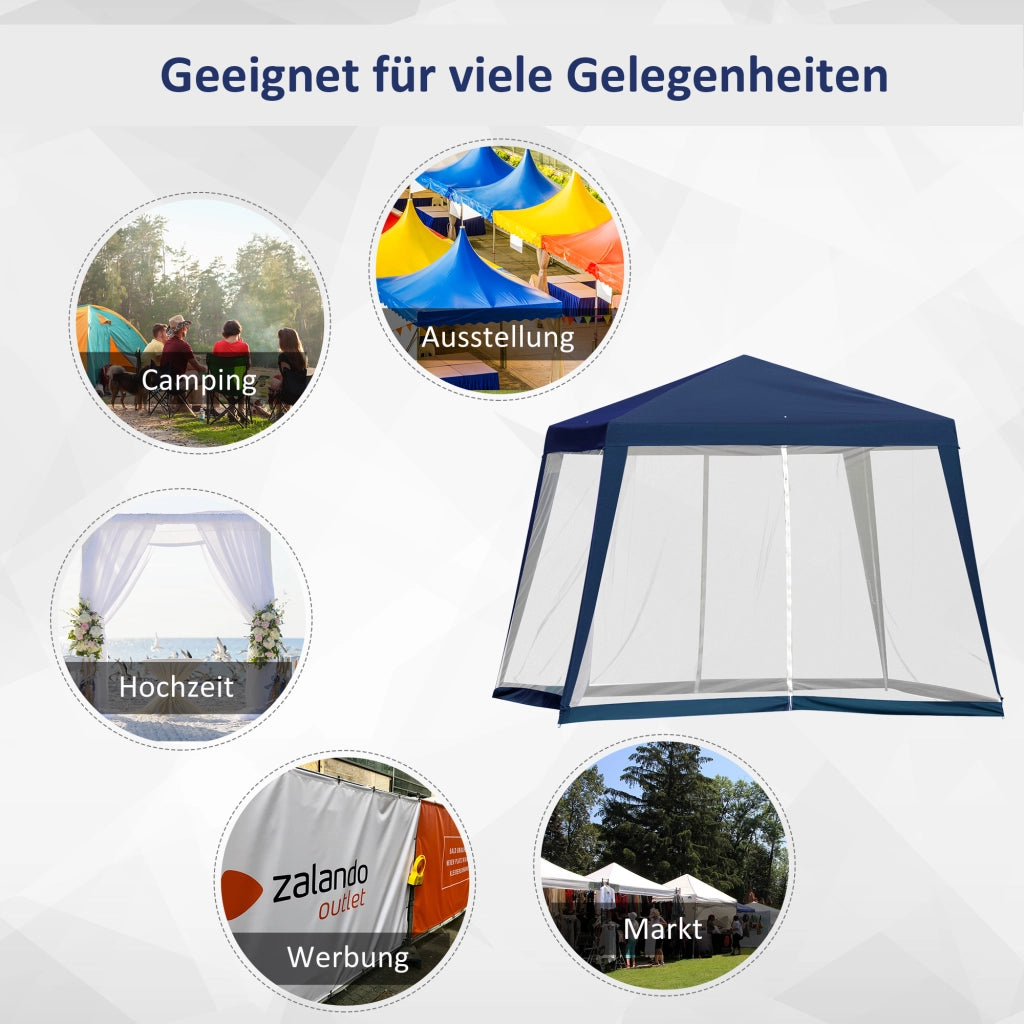 Gazebo da giardino ¨C zephmum ¨C blu metallo poliestere 3x3 m