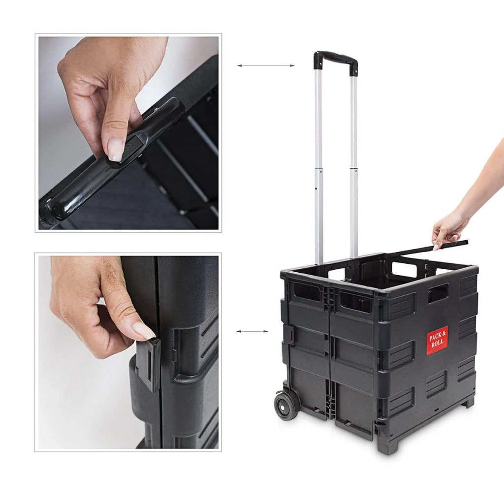 Carrello della spesa pieghevole con ruote nero 13_0000709