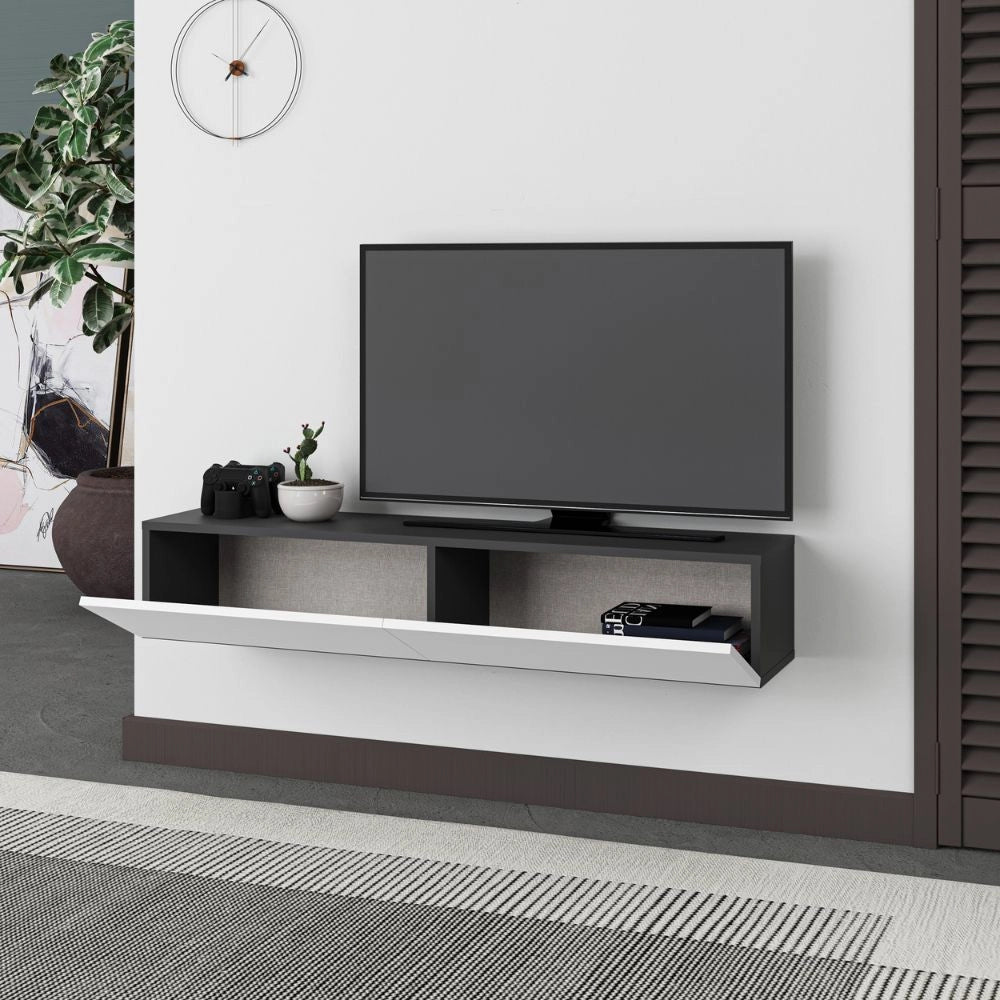 Mobile porta Tv sospeso ante a ribalta Francy colore antracite bianco 135 cm