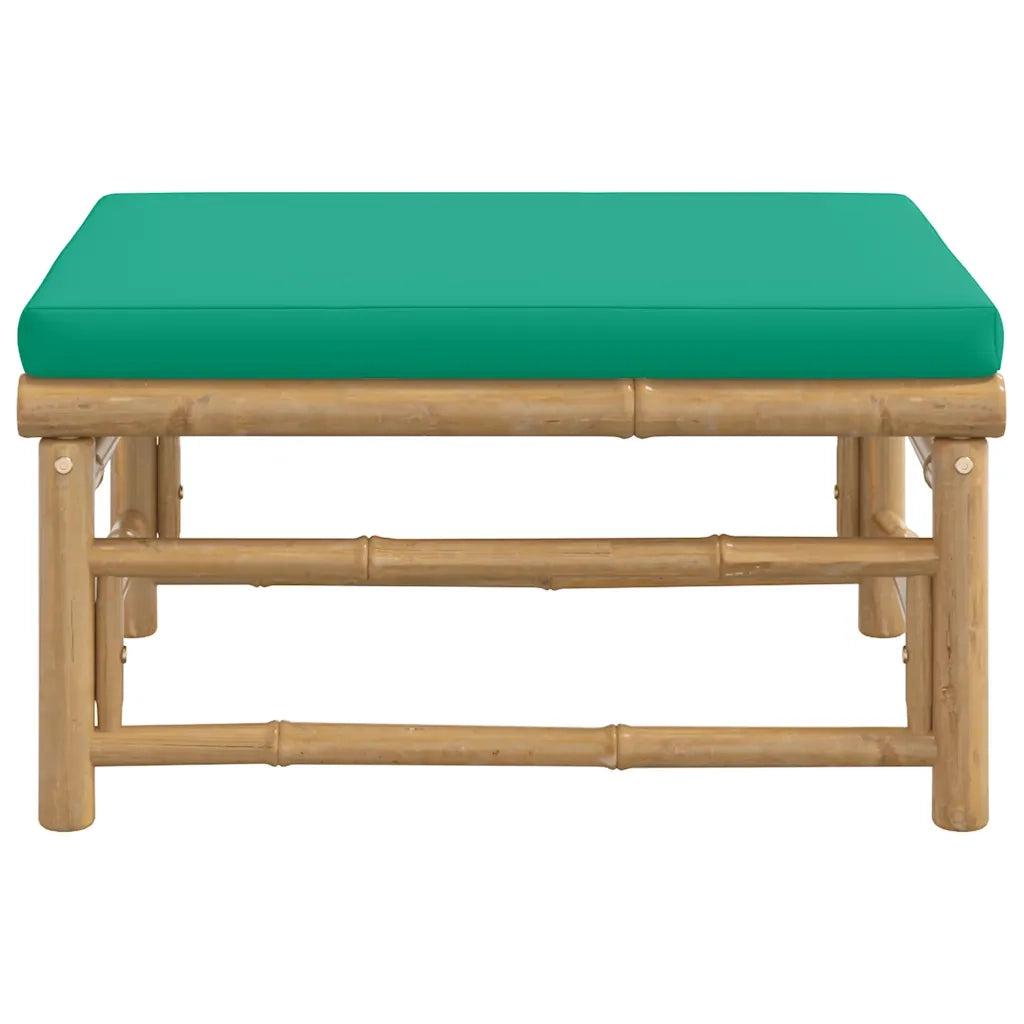 Poggiapiedi da Giardino con Cuscino Verde in Bambù 362295