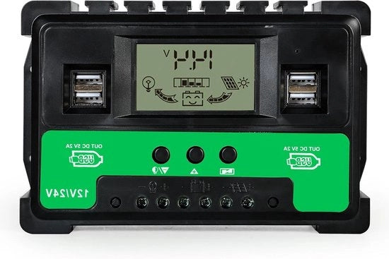 Controller MPPT a 4 uscita USB per pannelli solari 12V 24V - Regolatore di ricarica per accumulatori a piombo (40A) - Regolatore di carica solare