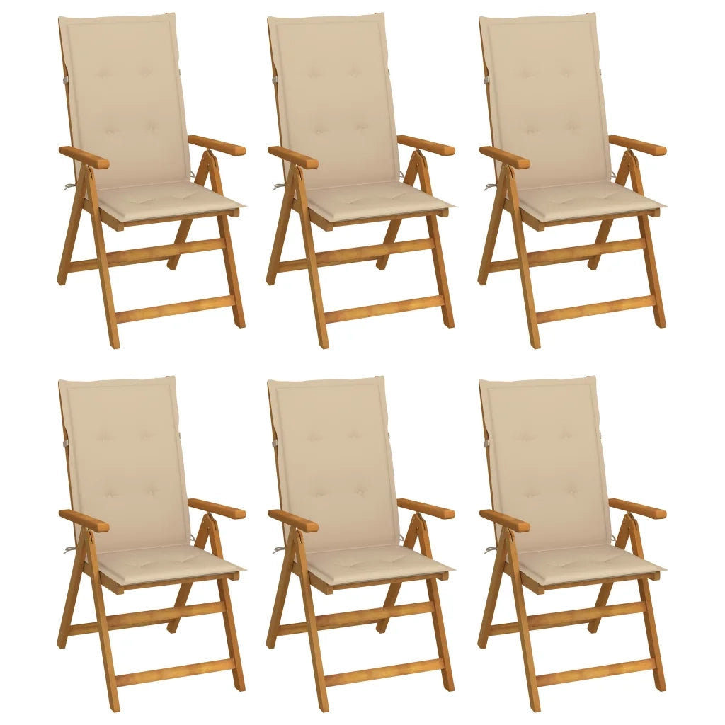 Sedie da Giardino Pieghevoli 6 pz con Cuscini Massello Acacia cod mxl 27769