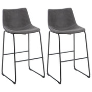 Set di 2 sgabelli da bar rivestimento in tessuto grigio scuro gambe in metallo Nero poggiapiedi industriale