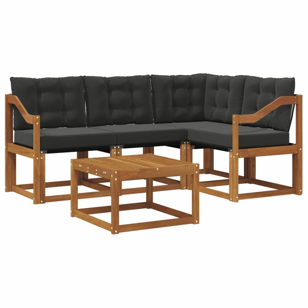 Set di divani da esterno con cuscino 5 pcs Naturale e Nero 3368651