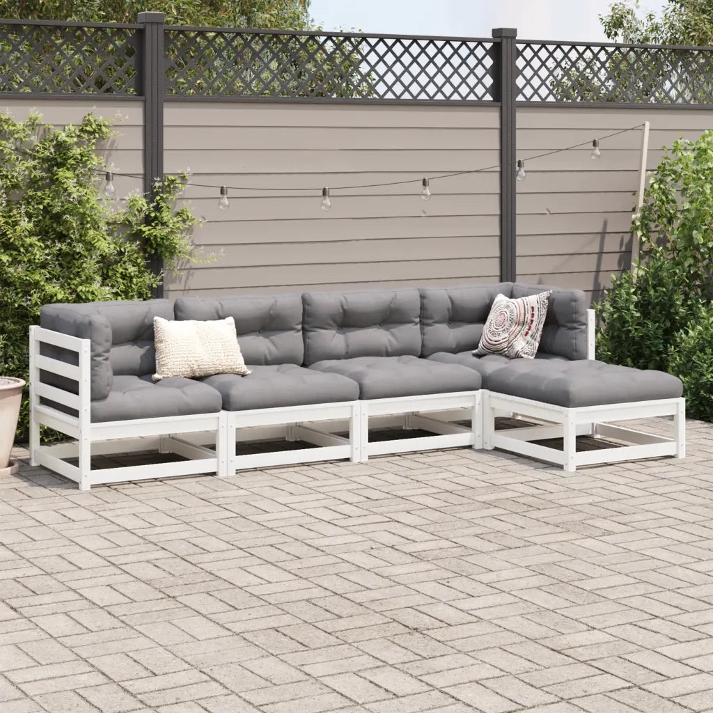 Set Salotto da Giardino 5 pz Bianco in Legno Massello di Pino 3299385