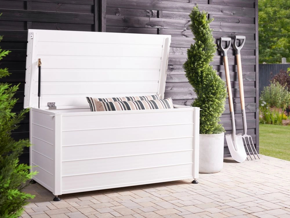 Mobile portaoggetti da giardino in alluminio bianco 123x50 cm Mobili da giardino