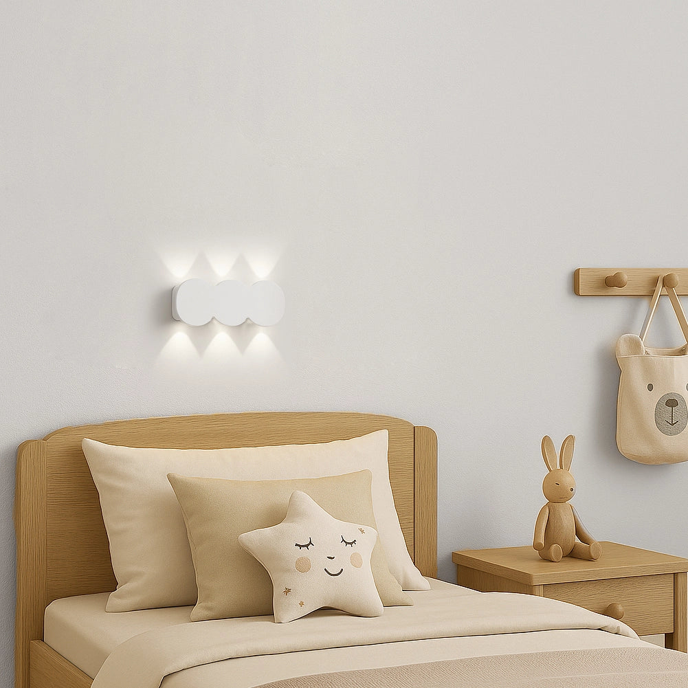 Applique da Muro 6 Led Lampada a Parete Bianca con Luce Bianco Freddo 15x8x3cm