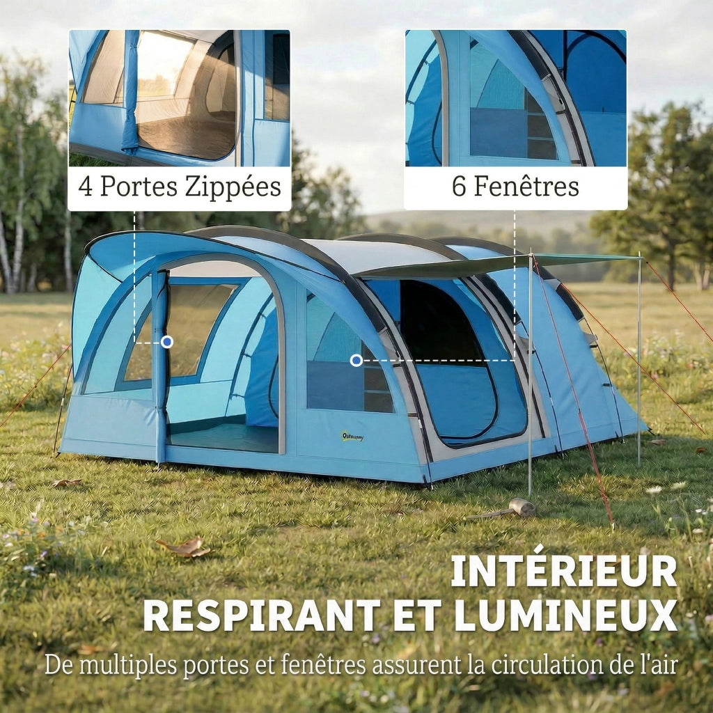 Tenda da Campeggio Tunnel 4 Persone ¨C Xylo ¨C 3-4 Stagioni Altezza 2m Soggiorno XL 3,7m Impermeabile 3000mm Blu