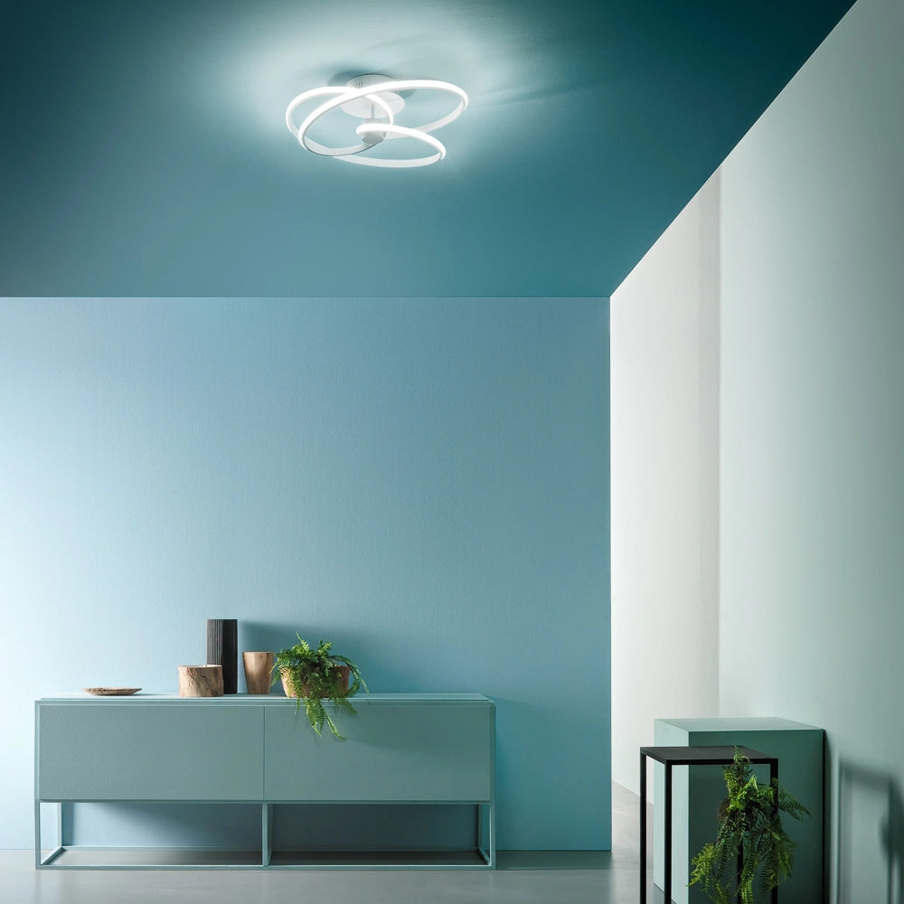 Diva - Plafoniera led design moderno 40W dimmerabile - Alluminio titanio, luce calda 3000K, 2500lm, diffusore in silicone